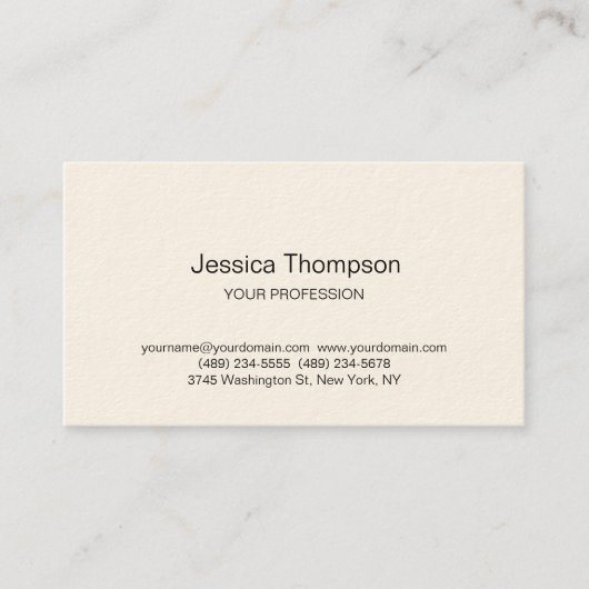 Carte De Visite Moderne Élégant Plain Simple Signature Cream (Devant)