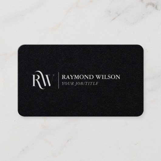 Carte De Visite Moderne Elegant Premium Noir et Blanc Monogramme (Devant)