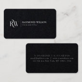 Carte De Visite Moderne Elegant Premium Noir et Blanc Monogramme (Devant / Derrière)