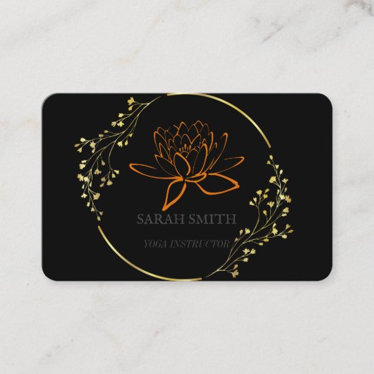 Carte De Visite Moderne Elegant Professional lotus flower dorée (Devant)