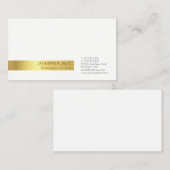 Carte De Visite Moderne Elegant Professionnel Blanc Or Plaine (Devant / Derrière)