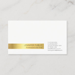 Carte De Visite Moderne Elegant Professionnel Blanc Or Plaine