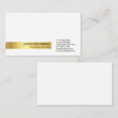 Carte De Visite Moderne Elegant Professionnel Blanc Or Plaine (Devant / Derrière)