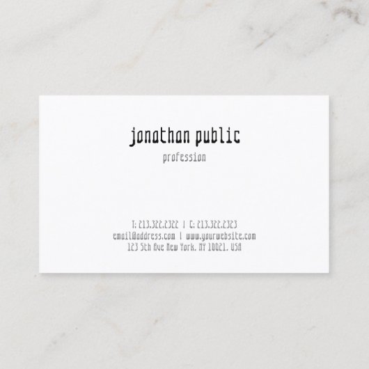 Carte De Visite Moderne Élégant Professionnel Créatif Simple Plain (Dos)