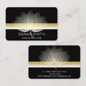 Carte De Visite Moderne Elégant Professionnel doré, fleur de lotus (Devant / Derrière)