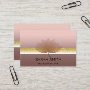 Carte De Visite Moderne Elégant Professionnel doré, fleur de lotus