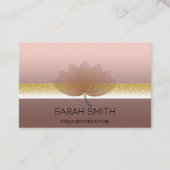 Carte De Visite Moderne Elégant Professionnel doré, fleur de lotus (Devant)