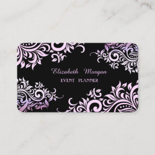 Carte De Visite Moderne Elegant Professionnel Noir, Floral