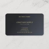 Carte De Visite Moderne Elegant Professionnel Noir & Or Luxueux (Dos)