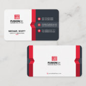 Carte De Visite Moderne Elegant Professionnel - rouge (Devant / Derrière)