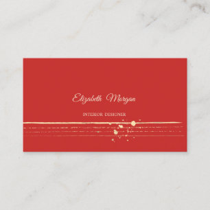 Carte De Visite Moderne Élégant Professionnel, Rouge, Or