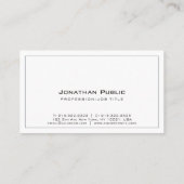 Carte De Visite Moderne Élégant Professionnel Simple Blanc Plat (Dos)