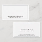Carte De Visite Moderne Élégant Professionnel Simple Blanc Plat (Devant / Derrière)