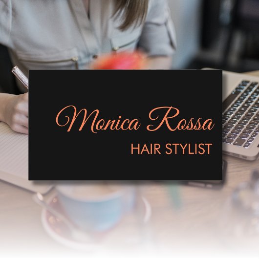 Carte De Visite Moderne Élégant Professionnel Simple Coral Noir