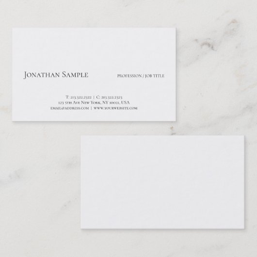 Carte De Visite Moderne Élégant Professionnel Simple Modèle Élégan (Devant / Derrière)