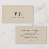 Carte De Visite Moderne Elegant Professionnel Simple Monogramme (Devant / Derrière)