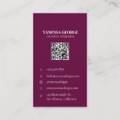 Carte De Visite Moderne Elegant QR Code Personnalisé Photo Profess (Dos)