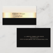 Carte De Visite Moderne Elégant rayé élégant Noir, Or (Devant / Derrière)