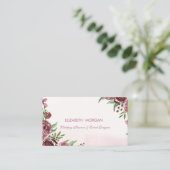 Carte De Visite Moderne Élégant Romantique Aquarelle Fleurs Roses (Debout devant)