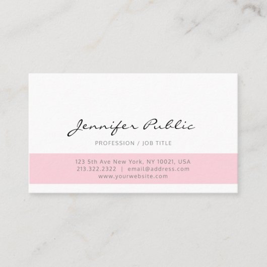 Carte De Visite Moderne Elégant rose Blanc pur clair Professionnel (Devant)