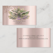 Carte De Visite Moderne Elégant Rose Diamants Or Chic Lotus (Devant / Derrière)