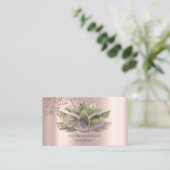 Carte De Visite Moderne Elégant Rose Diamants Or Chic Lotus (Debout devant)