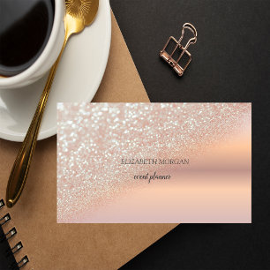 Carte De Visite Moderne Élégant Rose Doré Paillettes Bokeh Ombré