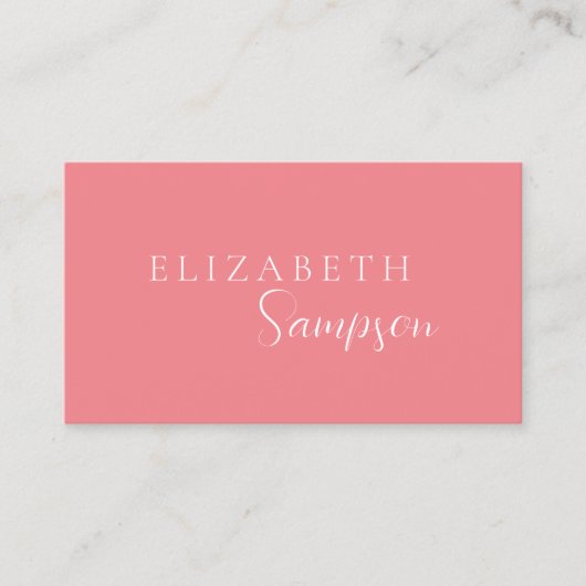 Carte De Visite Moderne Elegant rose et blanc (Devant)
