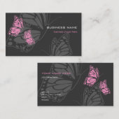 Carte De Visite Moderne élégant rose et foncé de papillon (Devant / Derrière)