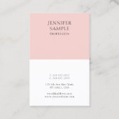 Carte De Visite Moderne Élégant rose pâle Simple Professionnel (Dos)
