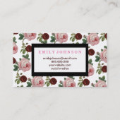 Carte De Visite Moderne élégant rose & Roses rouges Floral (Dos)