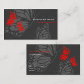 Carte De Visite Moderne élégant rouge et foncé de papillon (Devant / Derrière)
