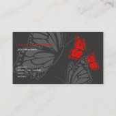 Carte De Visite Moderne élégant rouge et foncé de papillon (Dos)