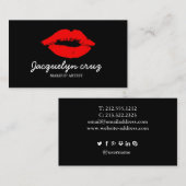 Carte De Visite Moderne Elégant Rouge Lips Maquillage Artiste Plai (Devant / Derrière)