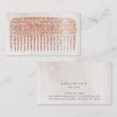 Carte De Visite Moderne élégant salon de cheveux Rose Gold Sequins (Devant / Derrière)