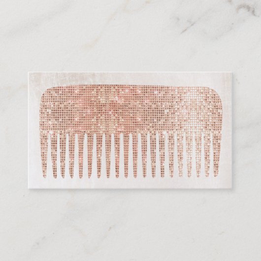 Carte De Visite Moderne élégant salon de cheveux Rose Gold Sequins (Devant)