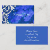 Carte De Visite moderne élégant saphir bleu et blanc dentelle (Devant / Derrière)