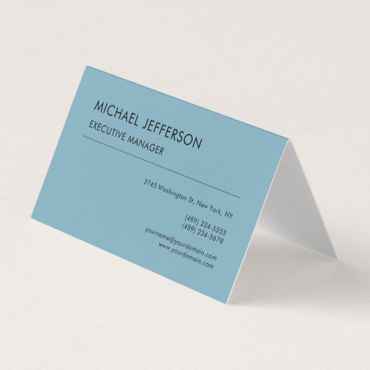 Carte De Visite Moderne Élégant Simple Bleu Clair (Devant)