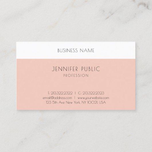 Carte De Visite Moderne Elégant Simple Blush Modèle blanc rose (Dos)