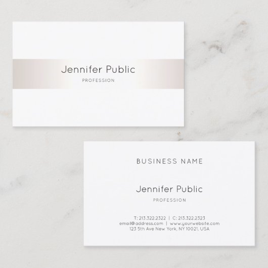 Carte De Visite Moderne Élégant Simple Faux Silver Plain (Devant / Derrière)