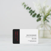 Carte De Visite Moderne Elégant Simple Linge Premium Blanc Noir (Debout devant)