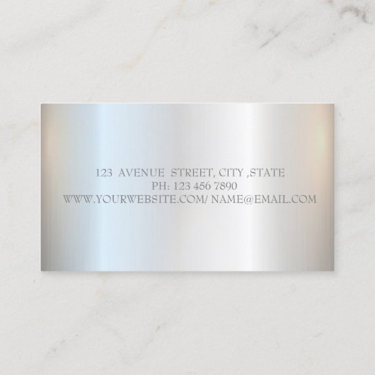 Carte De Visite Moderne Élégant Simple Lotus Silver Metallic (Dos)