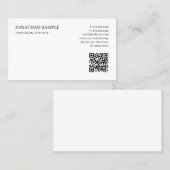 Carte De Visite Moderne Élégant Simple Modèle Code QR Texte Person (Devant / Derrière)