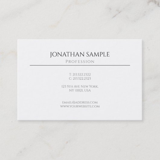Carte De Visite Moderne Élégant Simple Modèle de design profession (Devant)