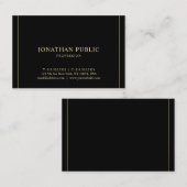 Carte De Visite Moderne Élégant Simple Modèle Or Texte Luxueux (Devant / Derrière)