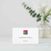 Carte De Visite Moderne Elegant Simple Modèle QR Code Logo Océan (Debout devant)