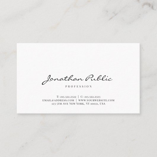 Carte De Visite Moderne Élégant Simple Modèle Script Tendance (Devant)
