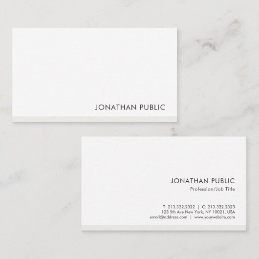 Carte De Visite Moderne Élégant Simple Professionnel Modèle Chic (Devant / Derrière)
