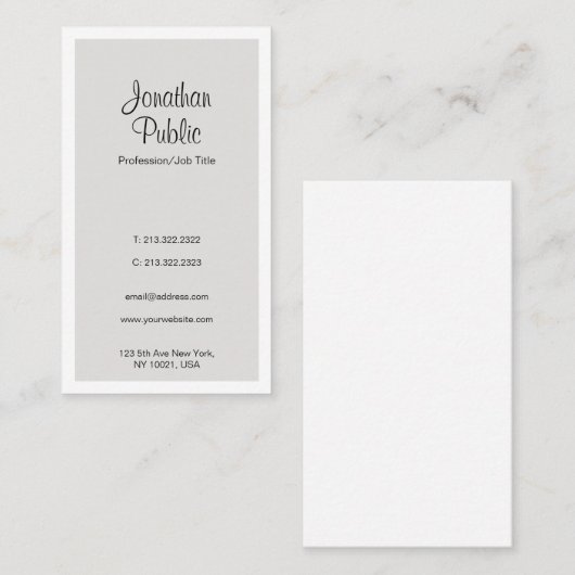 Carte De Visite Moderne Elégant Simple Vertical Modèle tendance (Devant / Derrière)