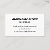 Carte De Visite Moderne élégant Sleek Sleek solliciteur profession (Dos)